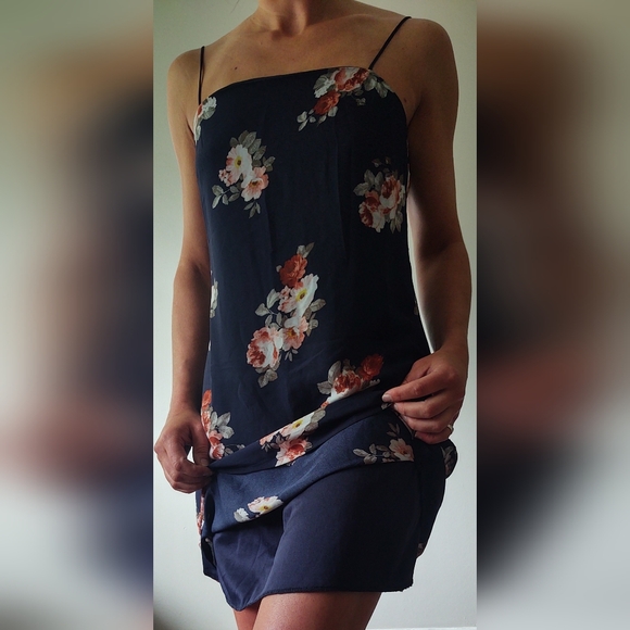 Francesca's Navy Floral Slip Dress - Picture 7 of 9